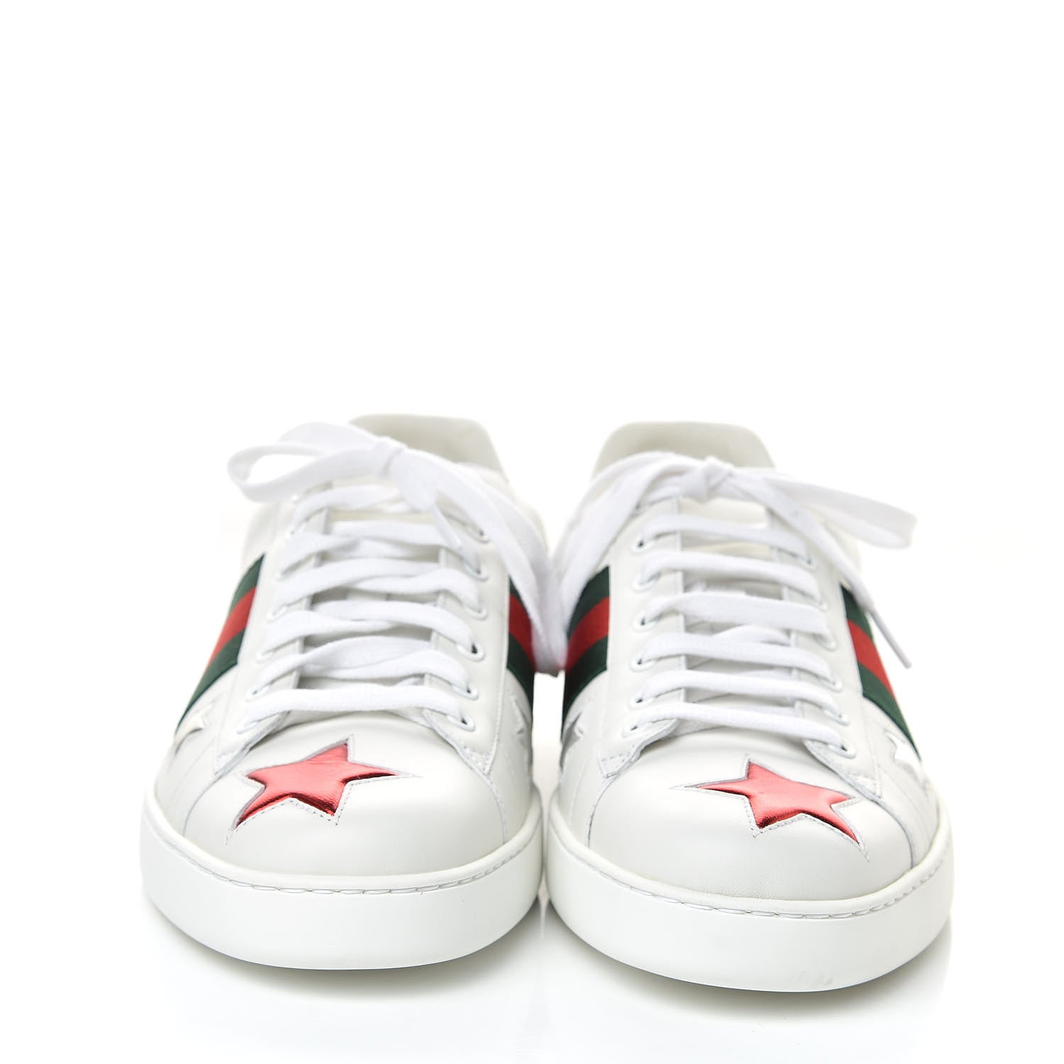 Gucci Calfskin Ayers Web Star Embroidered Mens Ace Sneakers 11 White Multi 2 of 10