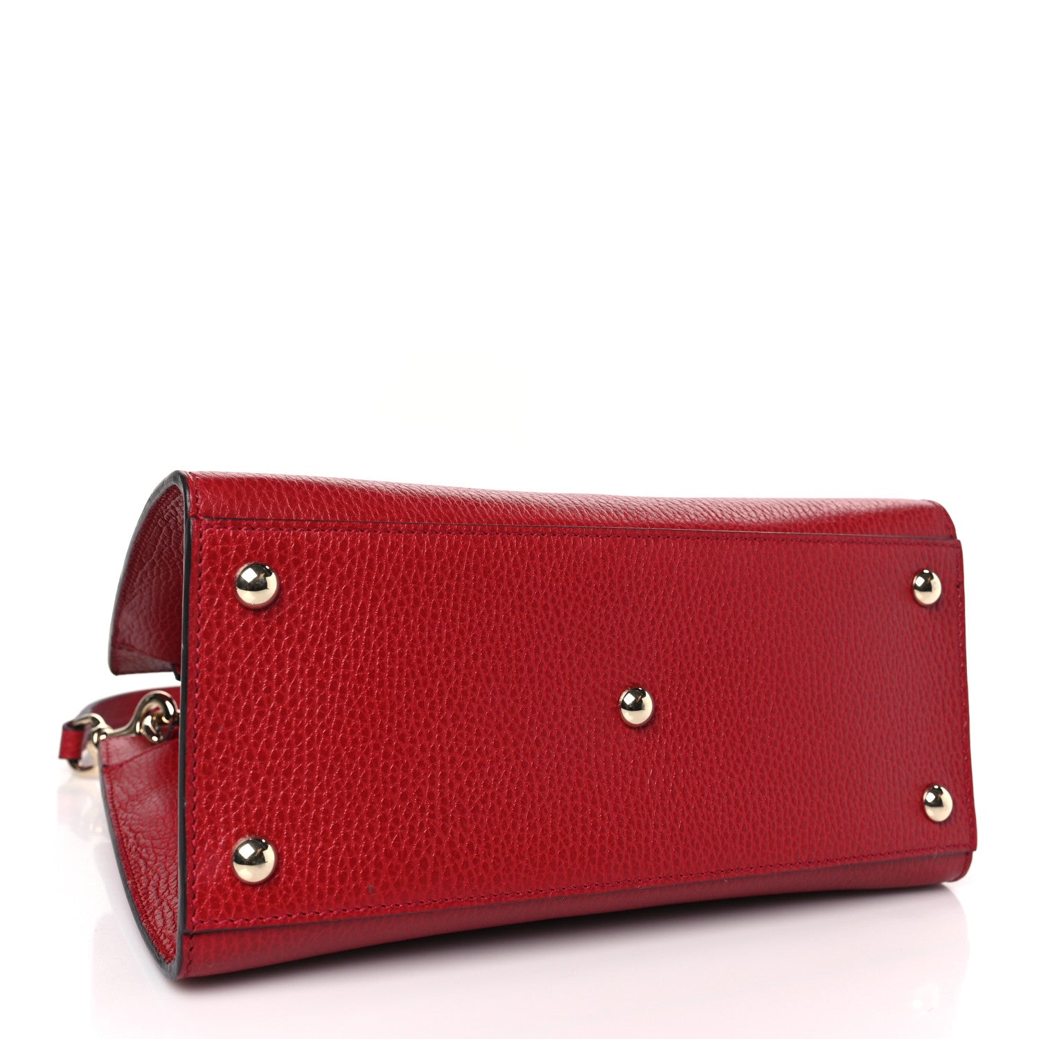 Gucci Dollar Calfskin Medium Soho Top Handle Satchel Hibiscus Red 4 of 9