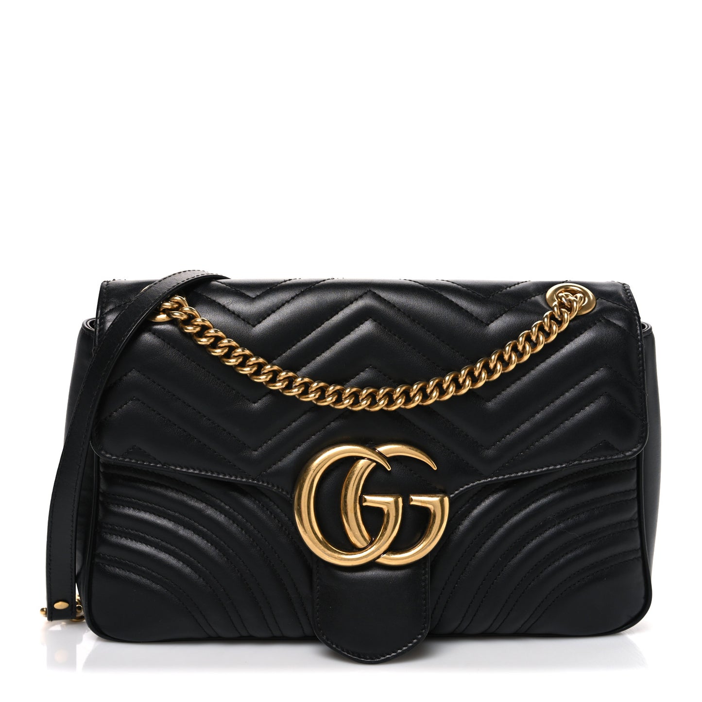 Calfskin Matelasse Medium GG Marmont Shoulder Bag Black
