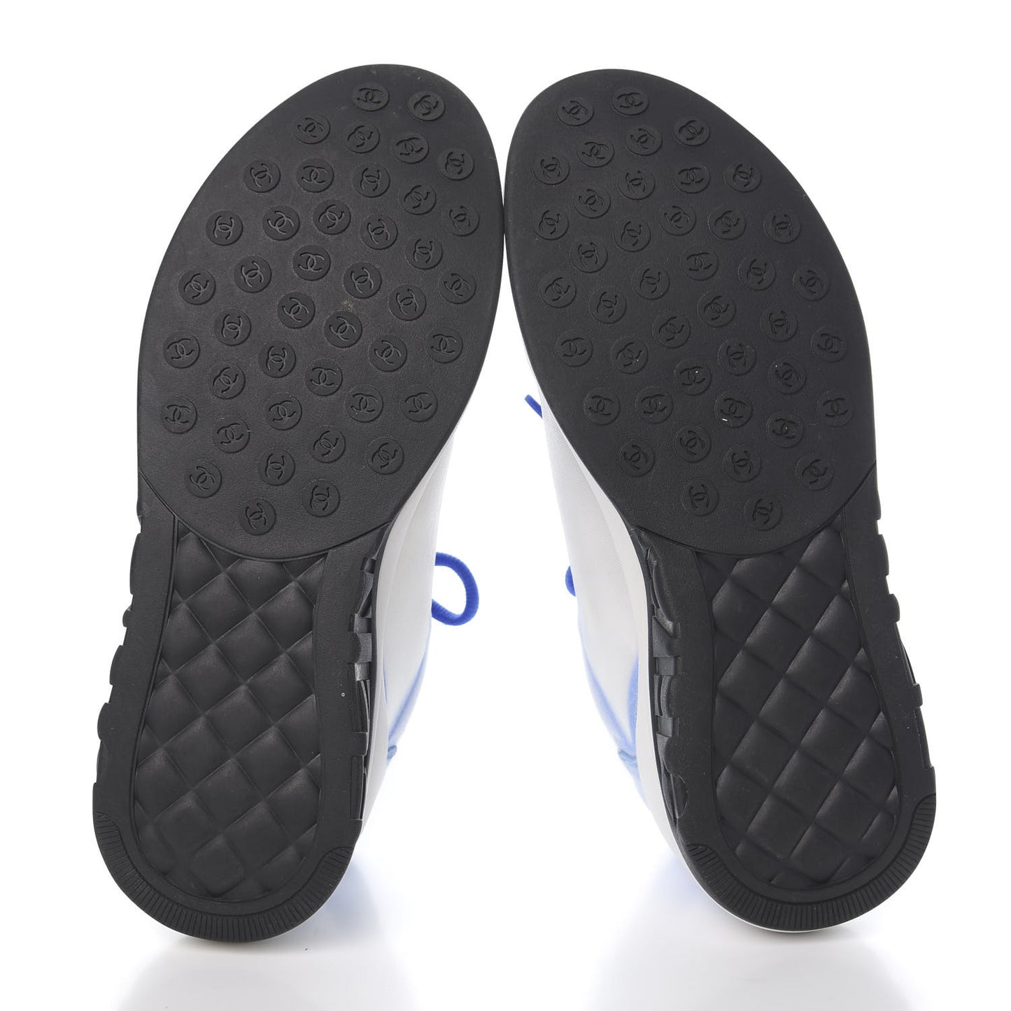 Calfskin Mesh Lycra Womens Logo Sneakers 41.5 White Blue
