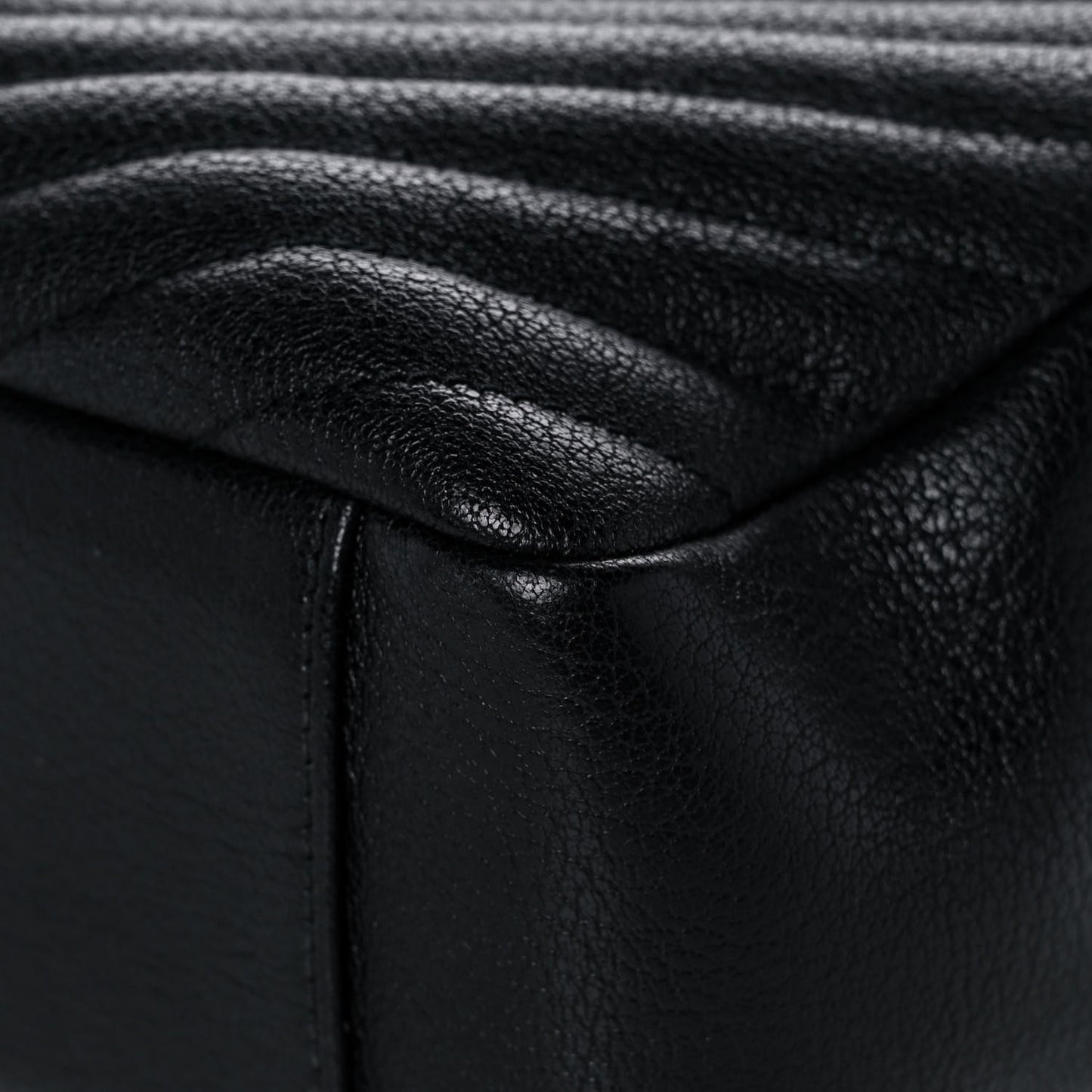 Sheepskin Matelasse Chevron Monogram Large College Satchel Black