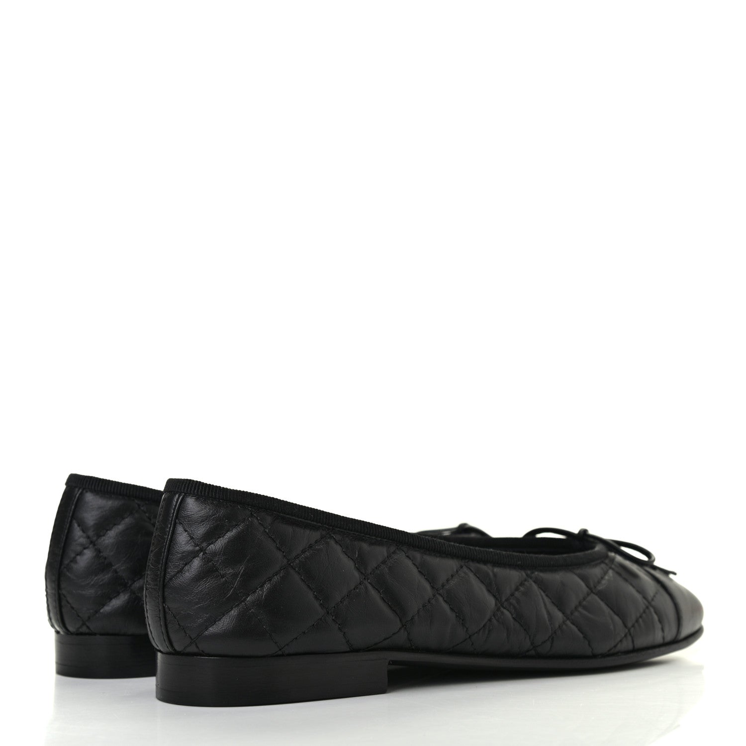Chanel Aged Calfskin Quilted CC Cap Toe Ballerina Flats 37 Black 4 of 8