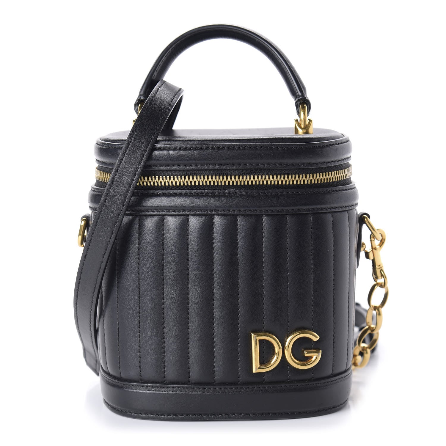 Dolce & Gabbana Nappa Quilted DG Girls Top Handle Bucket Bag Black 1 of 9