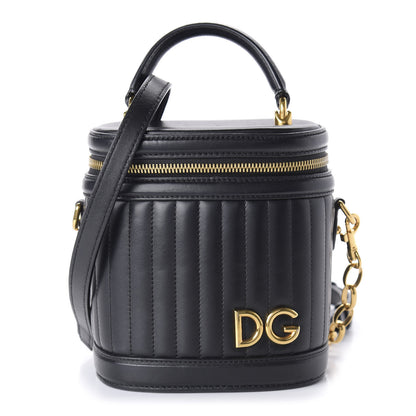 Dolce & Gabbana Nappa Quilted DG Girls Top Handle Bucket Bag Black 1 of 9