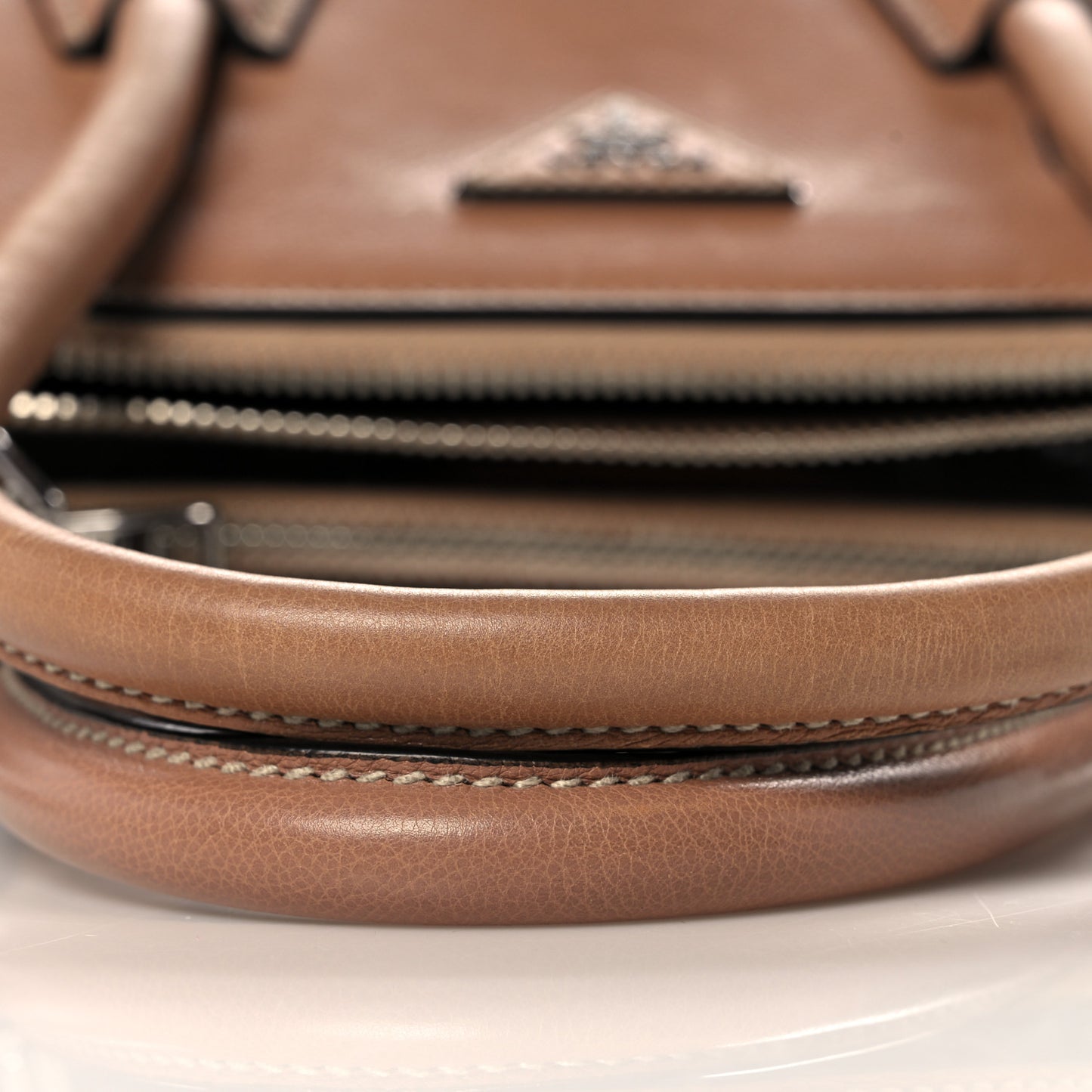 Glace Calf Twin Pocket Tote Caramel