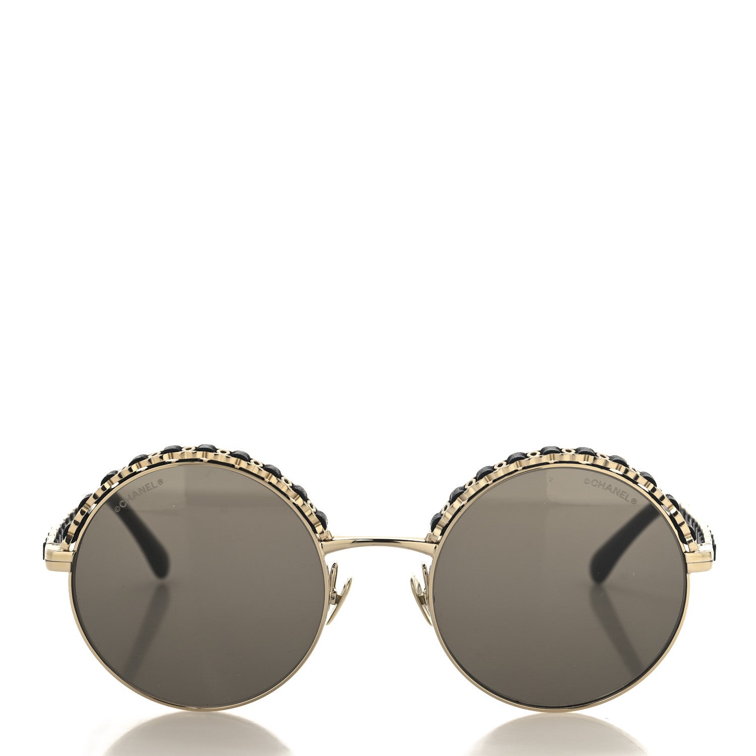 Chanel Metal Calfskin Round Chain Sunglasses 4265-Q Black 2 of 7