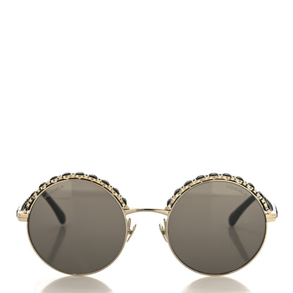 Chanel Metal Calfskin Round Chain Sunglasses 4265-Q Black 2 of 7