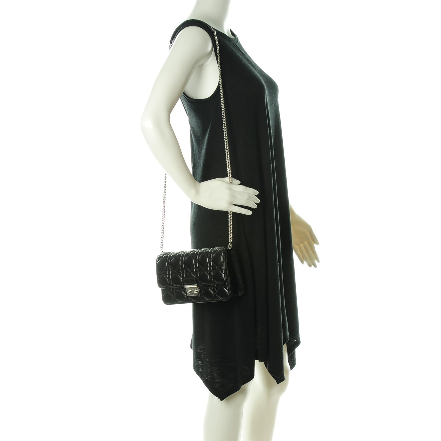 Lambskin Cannage Large Miss Dior Promenade Pouch Black