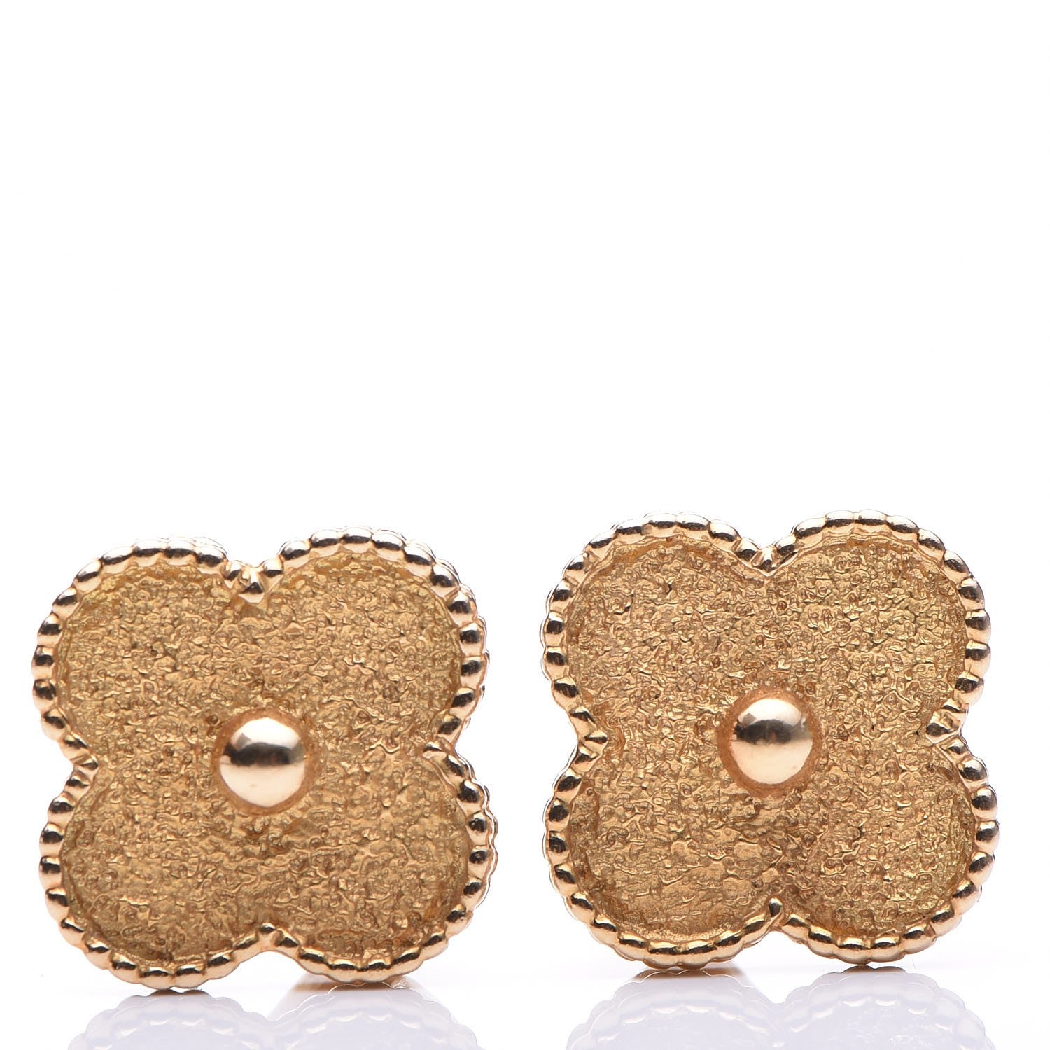 Van Cleef & Arpels 18K Yellow Gold Vintage Alhambra Earrings 1 of 10