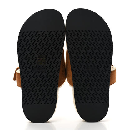 Hermes Suede Goatskin Woolskin Womens Chypre Sandals 37 Naturel Ecru 5 of 8