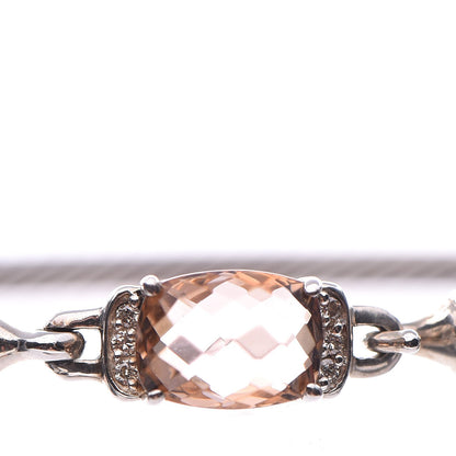 David Yurman Sterling Silver Diamond Morganite 3mm Petite Wheaton Bracelet 3 of 6