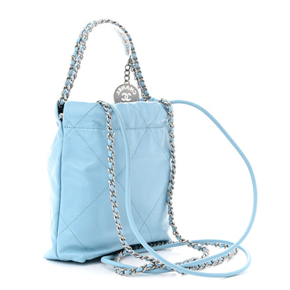 Chanel Shiny Calfskin Quilted Mini 22 Light Blue 3 of 10