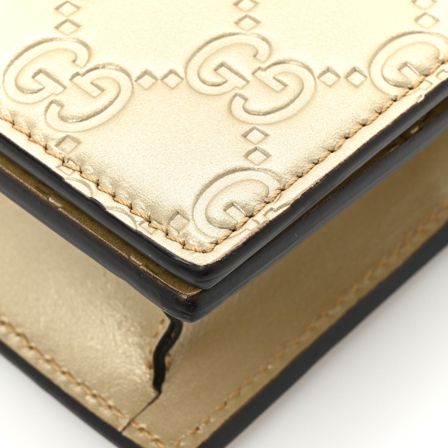 Gucci Metallic Guccissima Signature Bowy Chain Wallet Golden Beige 14 of 14