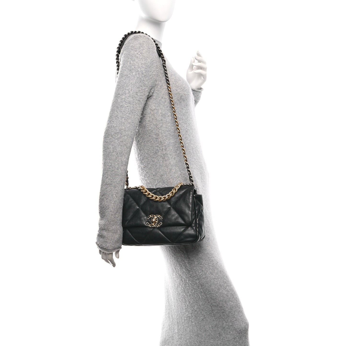 Goatskin Quilted Medium Chanel 19 Flap Black