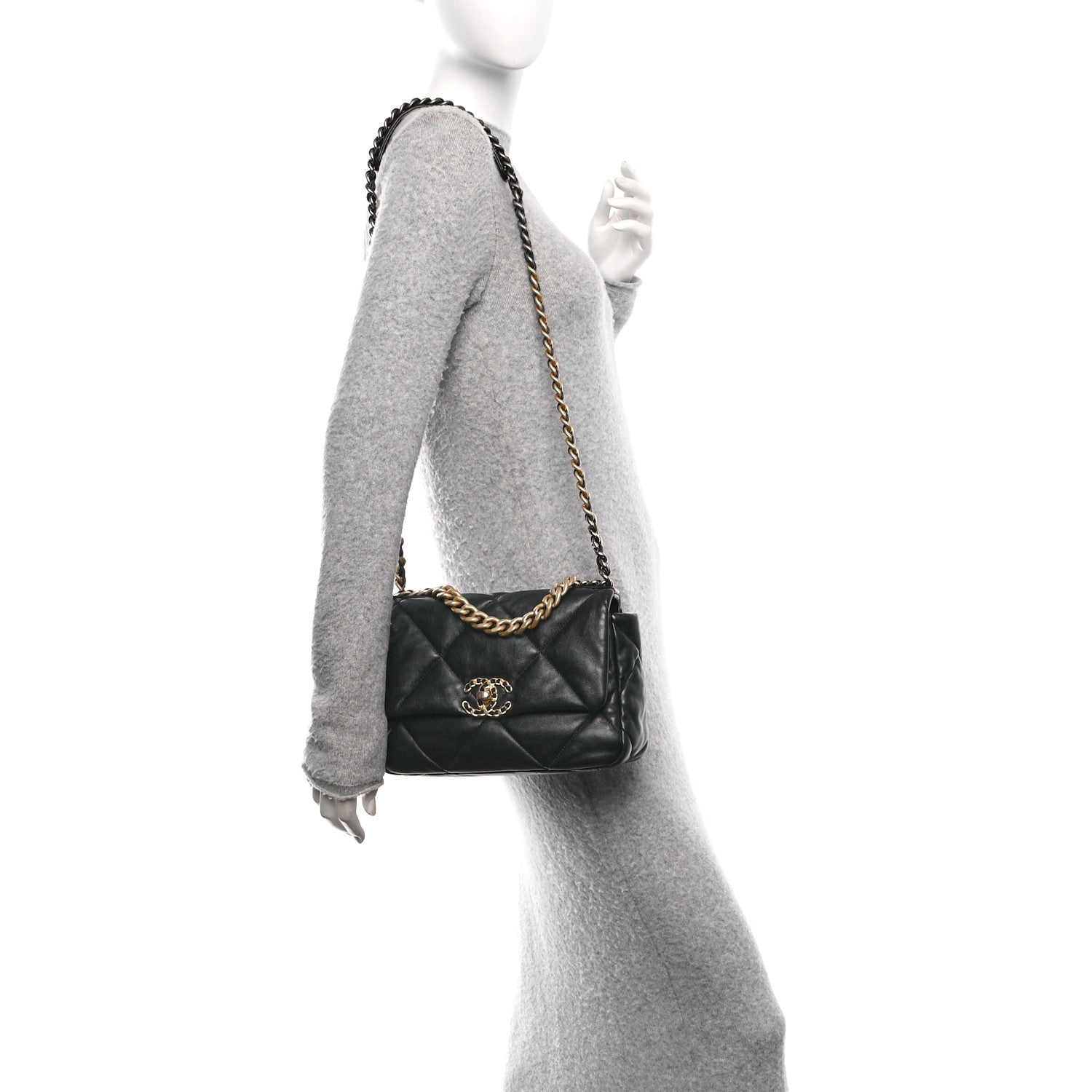 Chanel Goatskin Quilted Medium Chanel 19 Flap Black 2 of 10