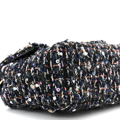 Chanel Glittered Tweed Quilted Mini Rectangular Flap Navy Blue Mulitcolor 9 of 10