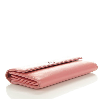 Chanel Lambskin Embossed Camellia Large Gusset Flap Wallet Pink 6 of 14