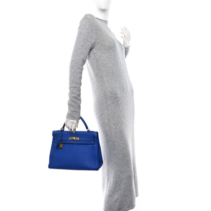 Hermes Taurillon Clemence Kelly Retourne 32 Bleu Electrique 3 of 13
