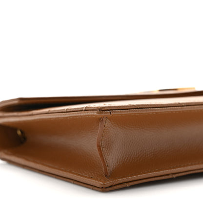 Saint Laurent Grain De Poudre Matelasse Chevron Monogram Envelope Chain Wallet Natural Dark Dark Beige 7 of 8