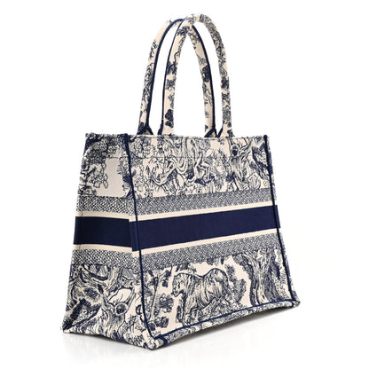 Christian Dior Canvas Embroidered Medium Toile De Jouy Reverse Book Tote Blue 3 of 12