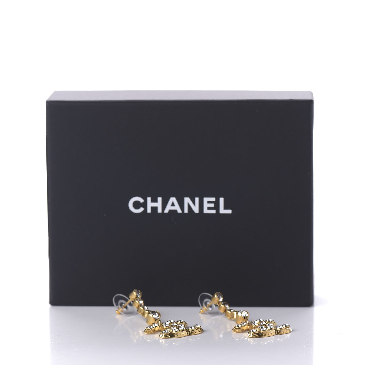 Chanel CC Crystal Drop Earrings Gold 5 of 5