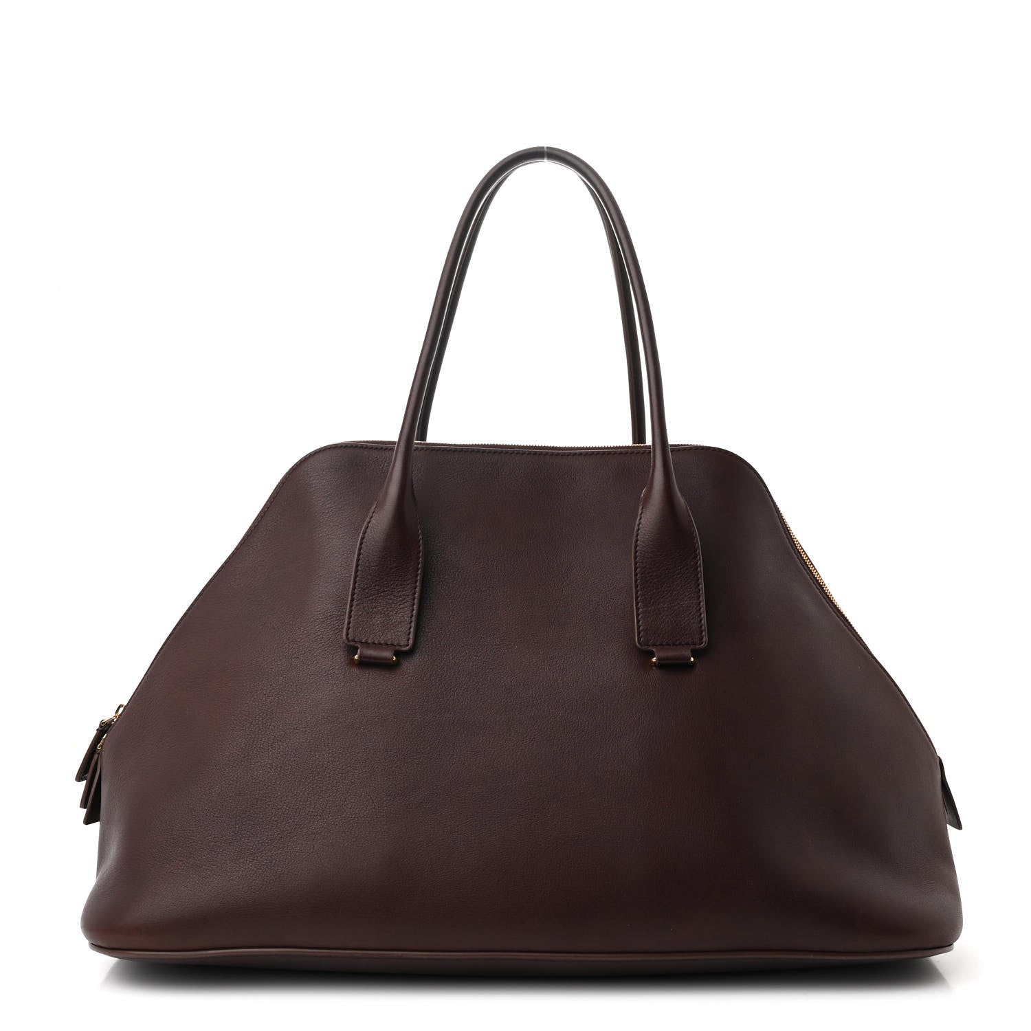 The Row Polished Saddle Calfskin Large Devon Bag Burgundy 1 of 11