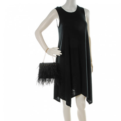 Chanel Ostrich Feather Beaded CC Evening Bag Black 2 of 8