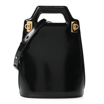 Salvatore Ferragamo Brushed Calfskin North South Wanda Top Handle Bag Black 1 of 9