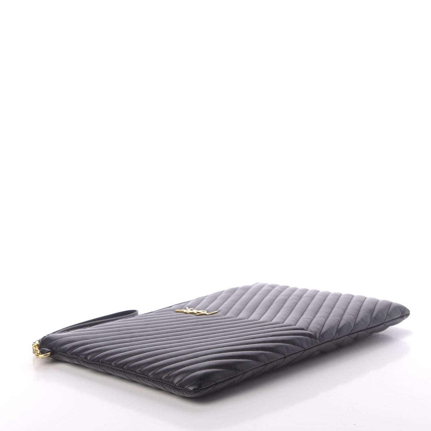 Calfskin Matelasse Chevron Monogram Document Holder Black