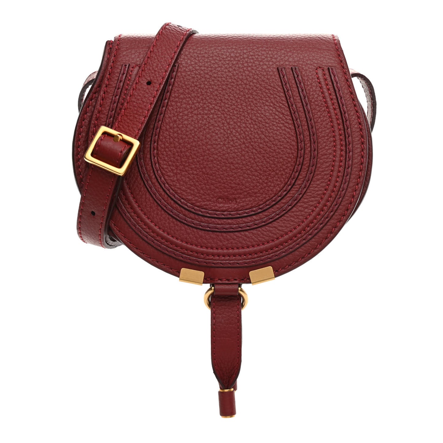Calfskin Mini Marcie Round Crossbody Bag Berry Cupcake