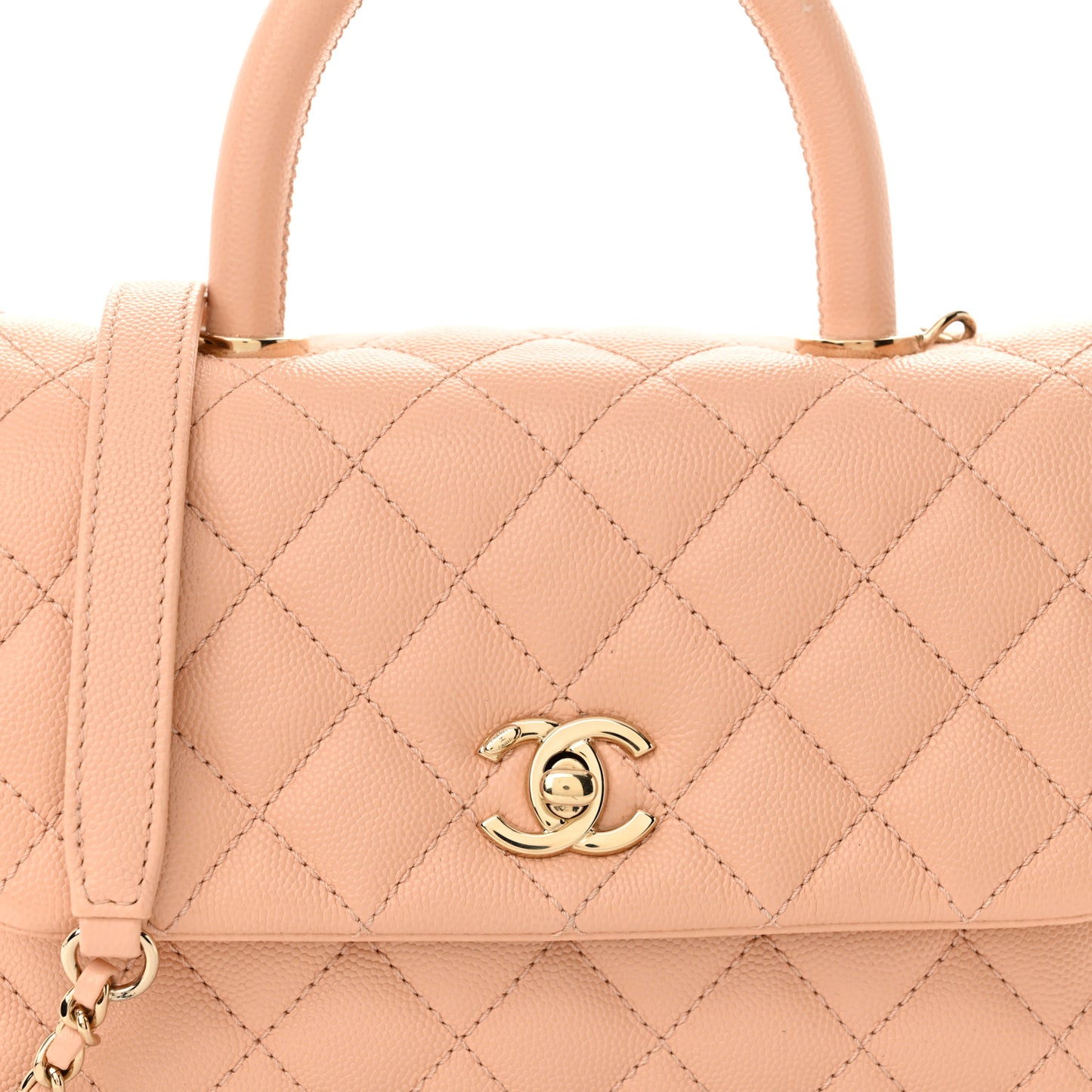 Caviar Quilted Mini Coco Handle Flap Light Pink