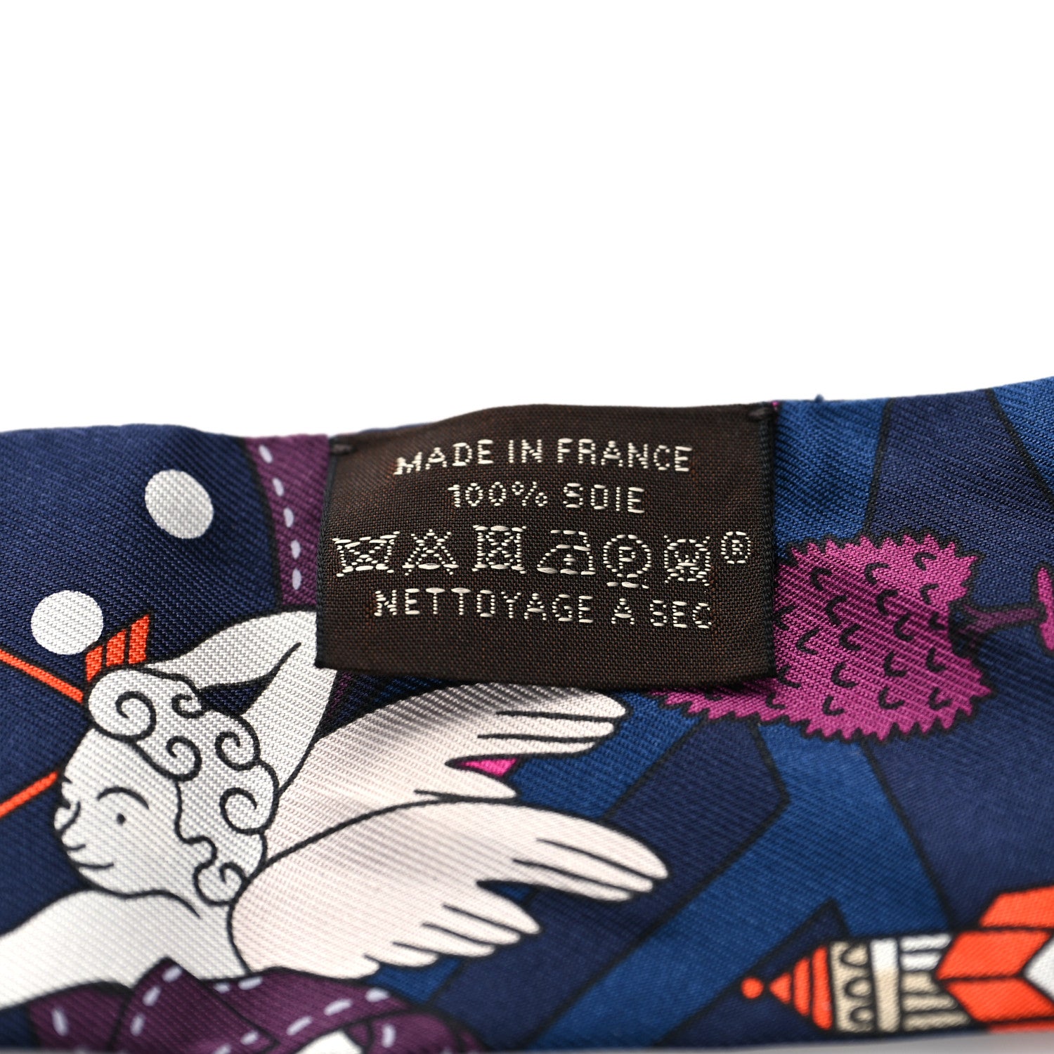 Hermes Silk Les Nouveaux Amoureux de Paris Twilly Marine Violet White 3 of 4
