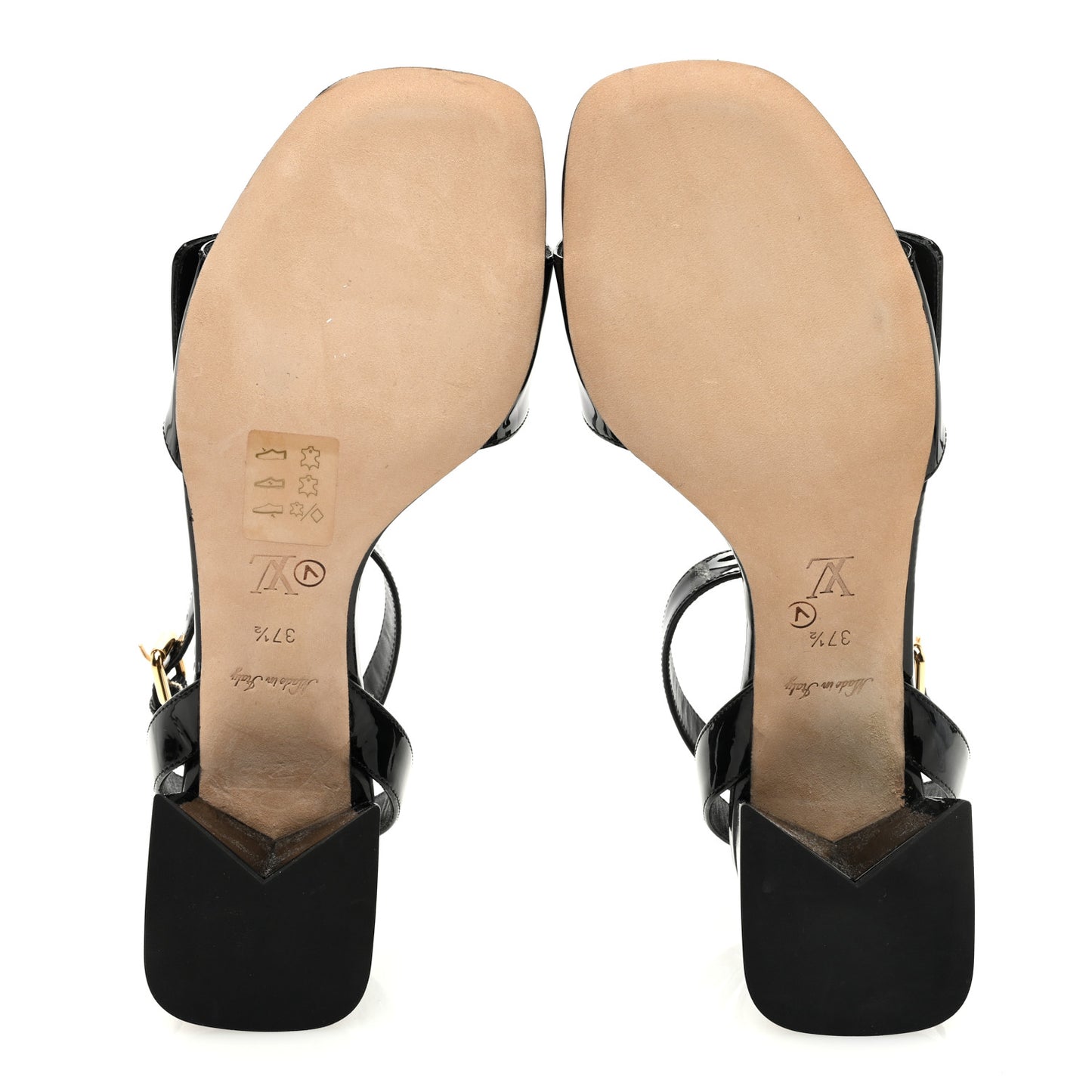 Patent Calfskin Shake Sandals 37.5 Black