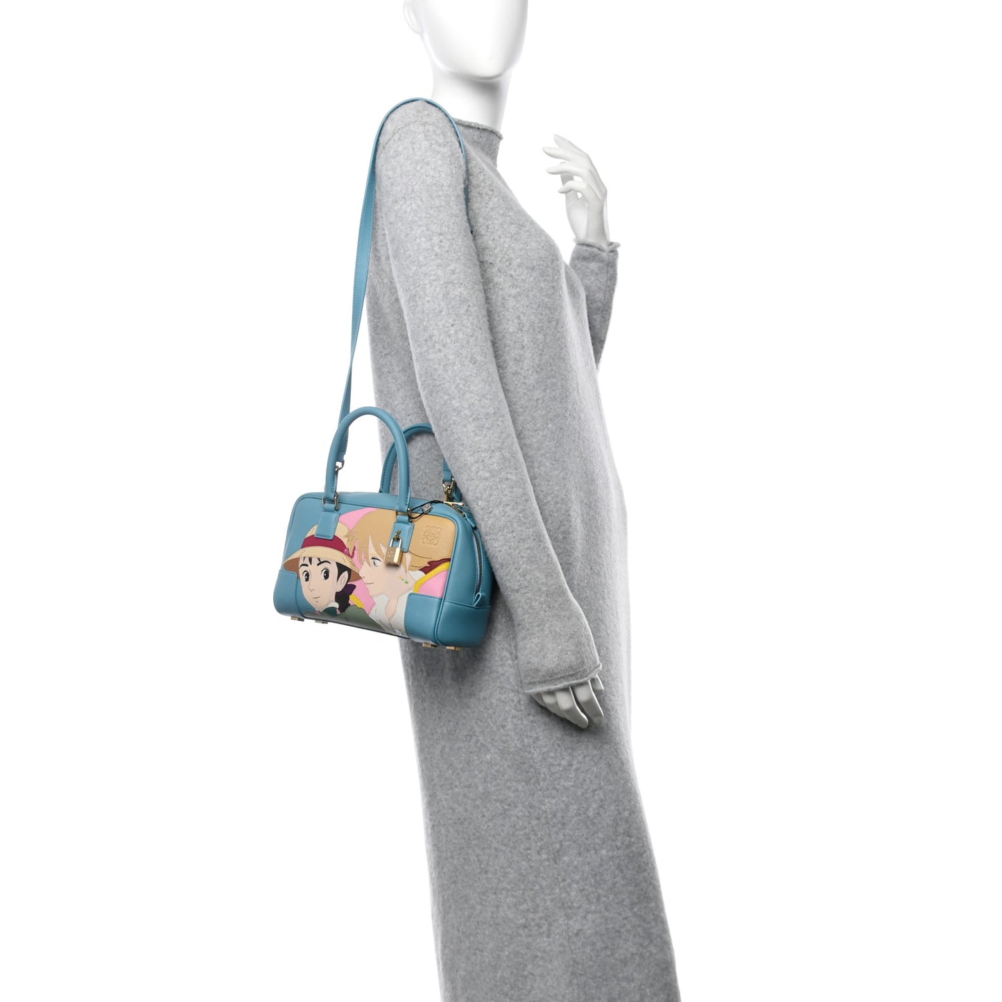 X HOWLS MOVING CASTLE Calfskin Amazona 23 Blue Multicolor
