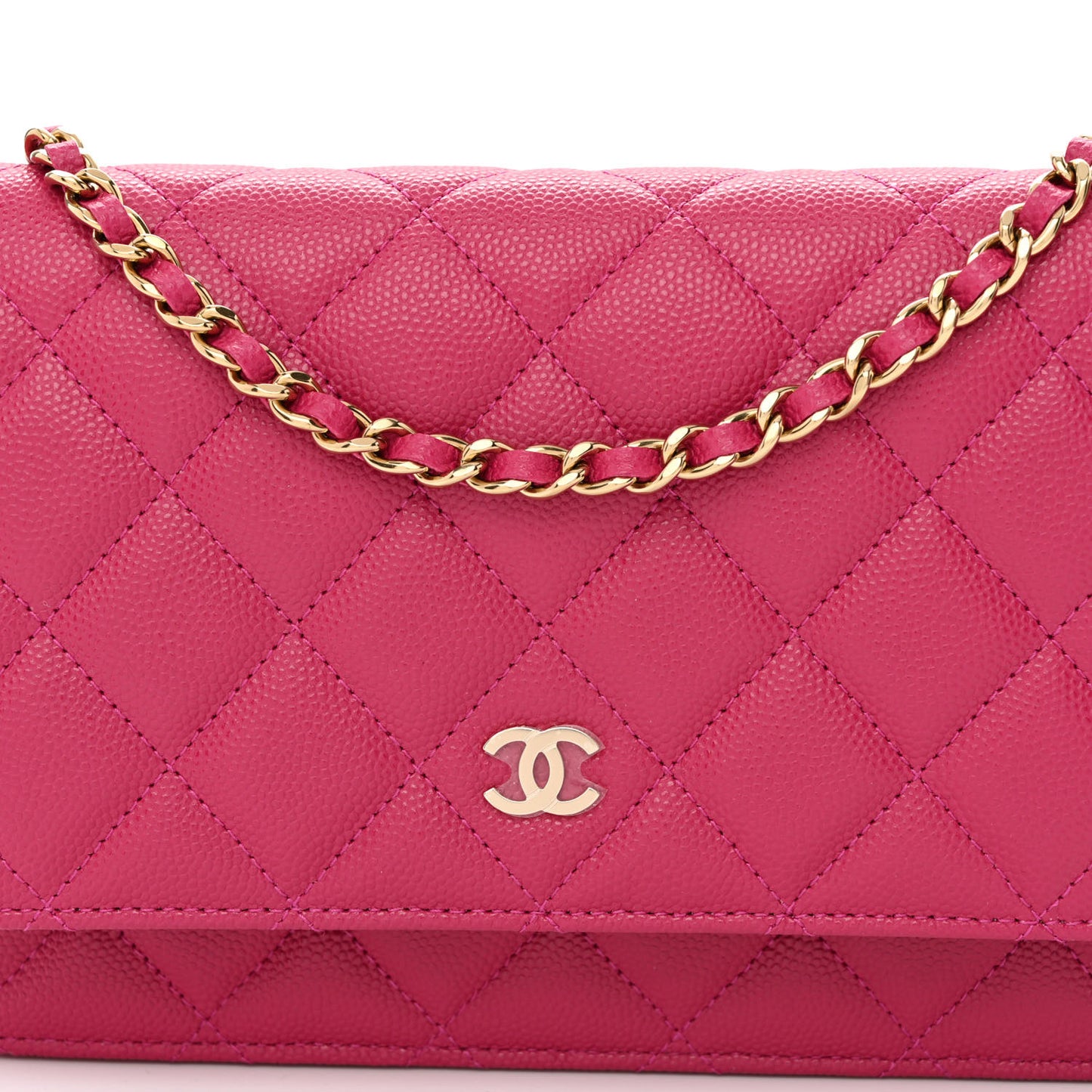 Caviar Quilted Wallet On Chain WOC Fuchsia
