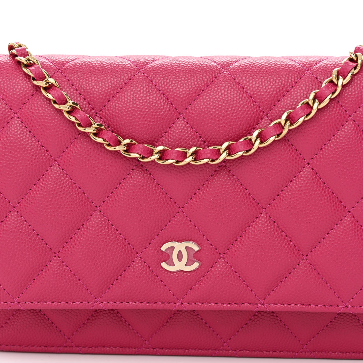 Chanel Caviar Quilted Wallet On Chain WOC Fuchsia 9 of 12
