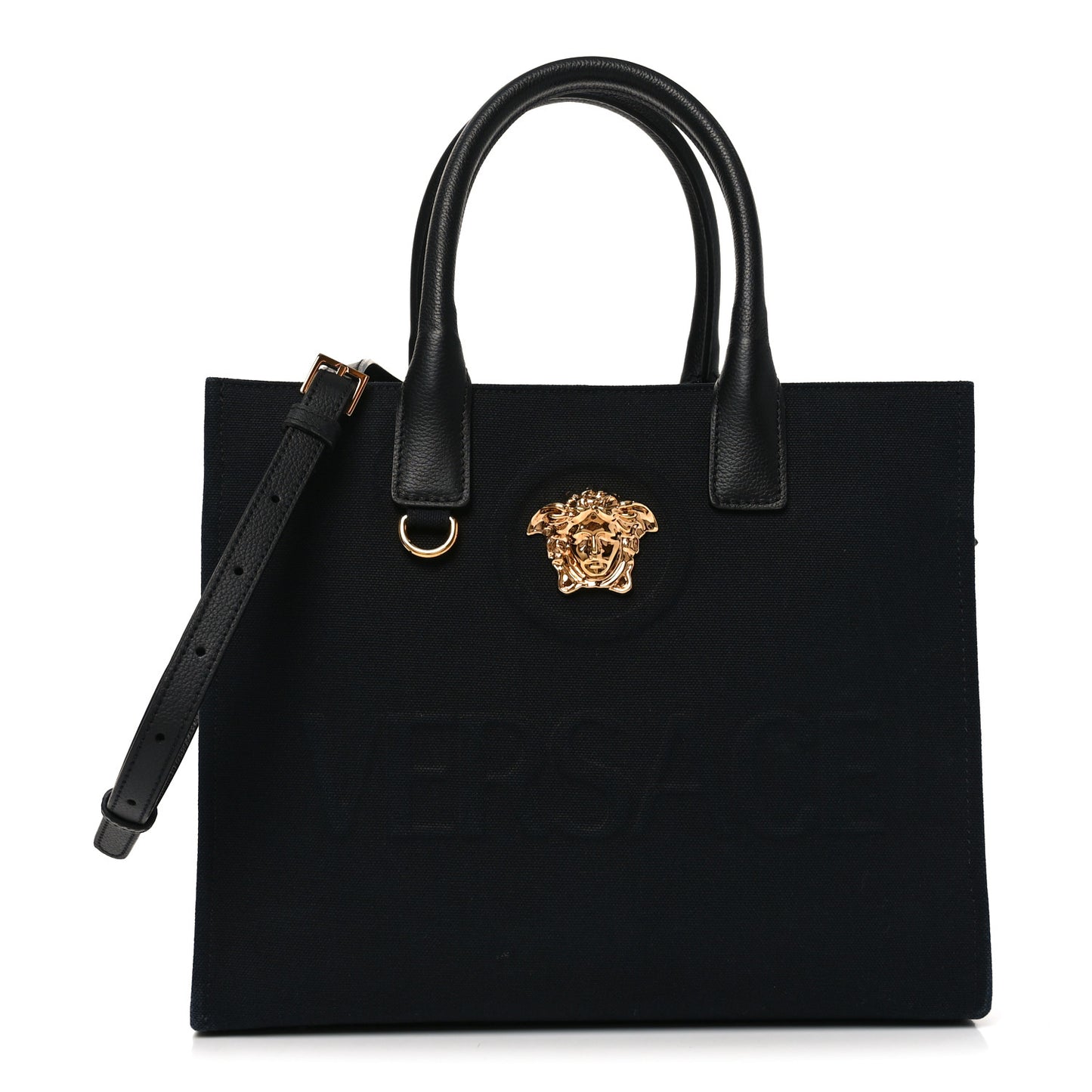 Canvas Calfskin La Medusa Small Tote Tote Black