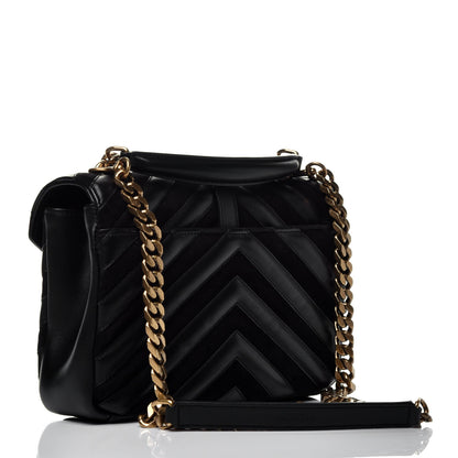 Saint Laurent Calfskin Suede Matelasse Chevron Monogram Medium College Bag Black 3 of 8