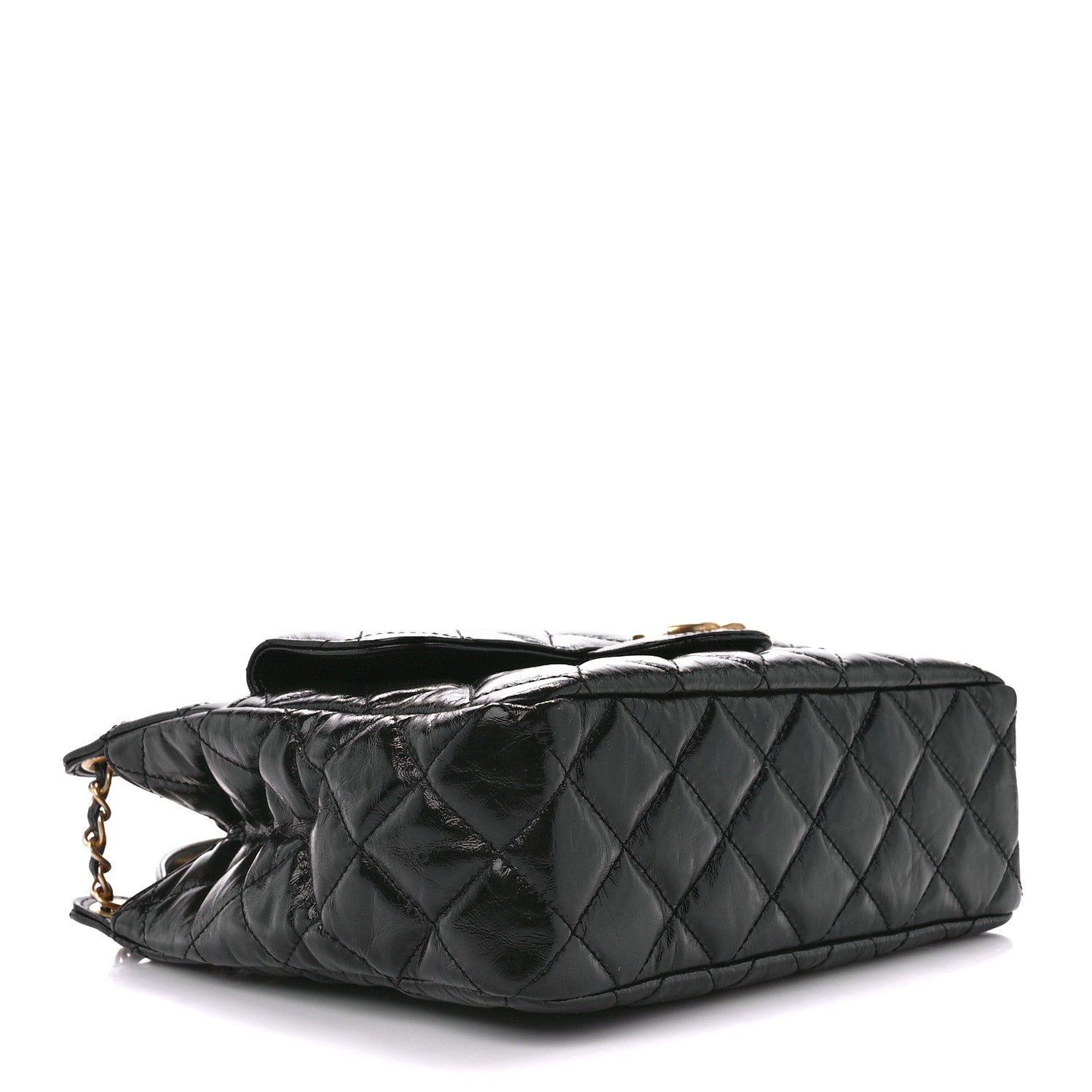 Chanel Shiny Crumpled Calfskin Quilted Wavy CC Hobo Black 4 of 12
