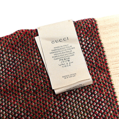 Gucci Wool Knit Scarf Beige Red 7 of 10