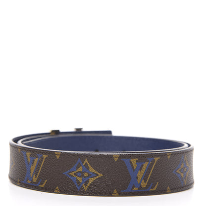 Louis Vuitton Calfskin Rainbow Monogram 30mm LV Initiales Reversible Belt 80 32 Blue 2 of 4