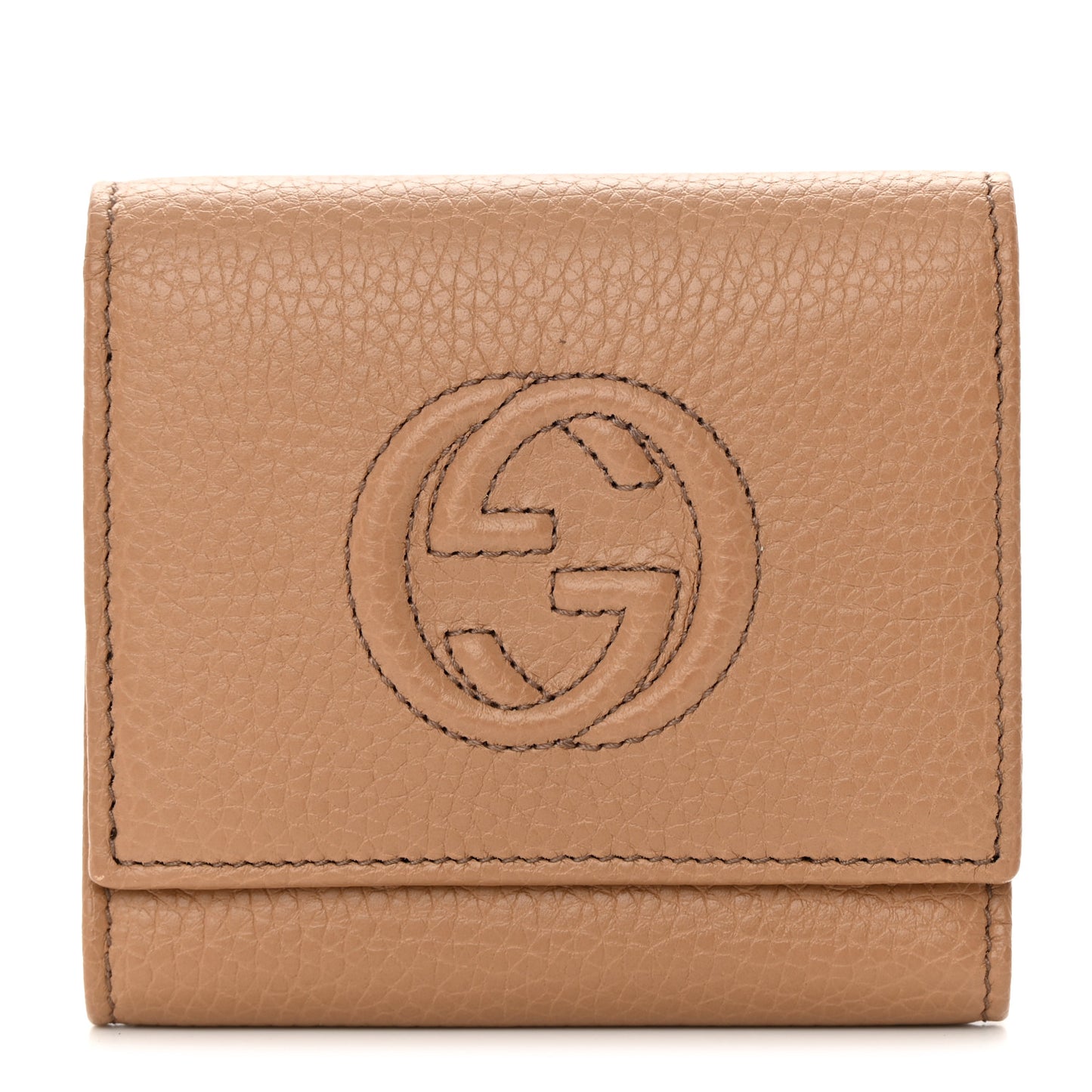 Pebbled Calfskin Soho Compact Flap Wallet Camelia