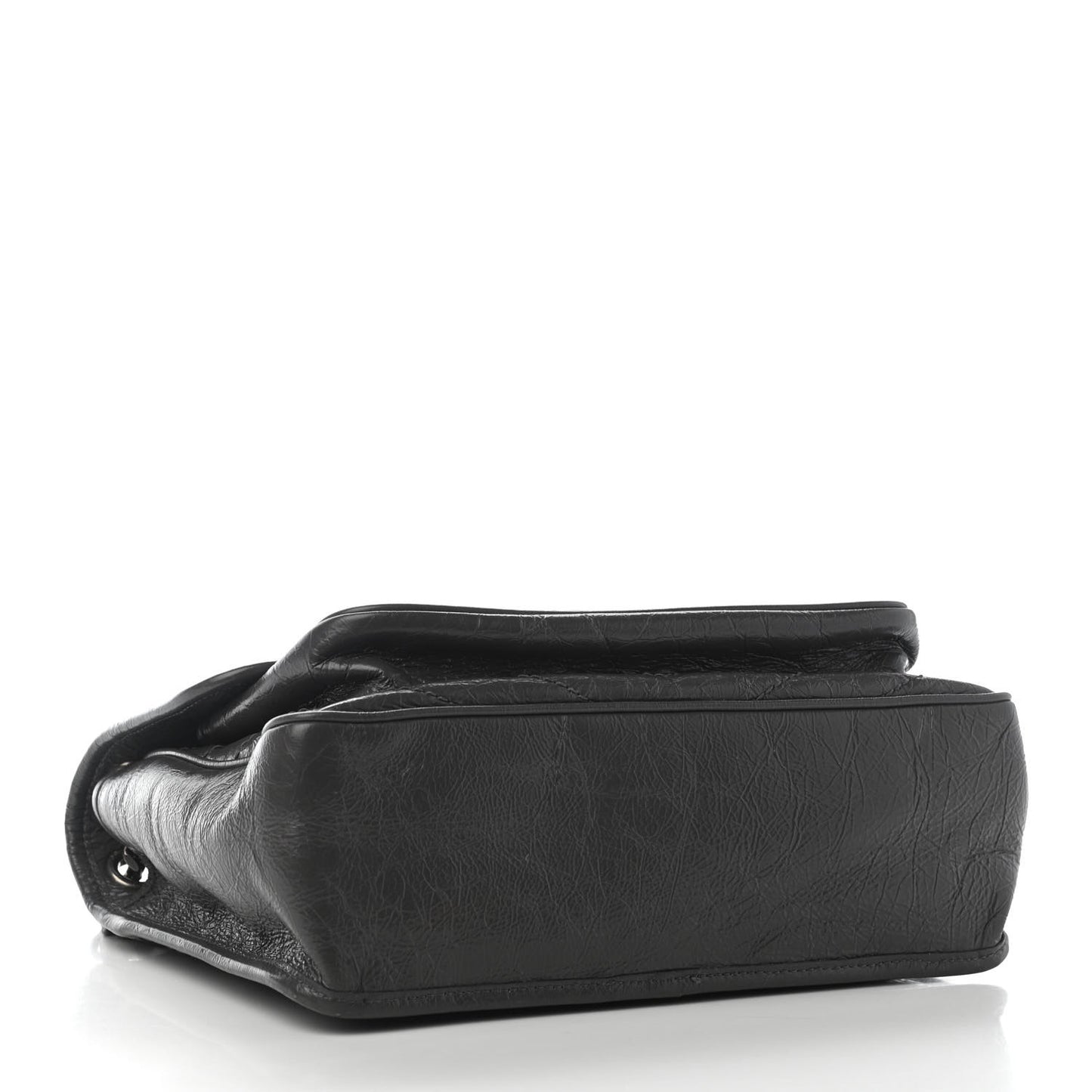 Crinkled Calfskin Matelasse Monogram Medium Niki Chain Satchel Asphalt