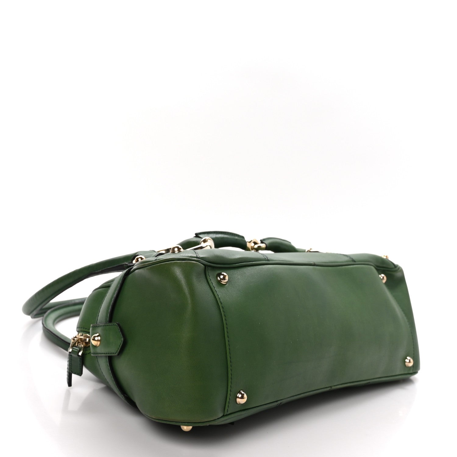 Gucci Calfskin Large Horsebit Chain Satchel Green 4 of 12