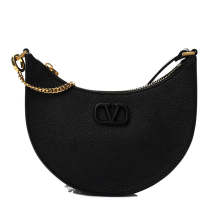 Valentino Garavani Grainy Calfskin Mini Vlogo Hobo Bag Black 1 of 9