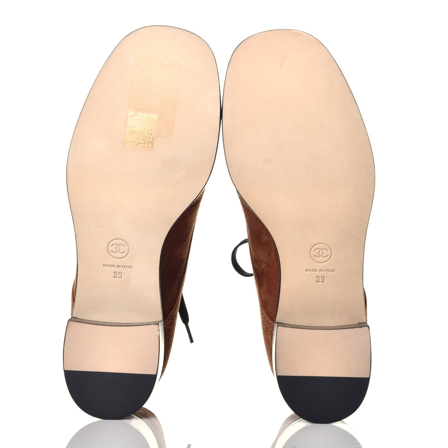 Chanel Suede Patent Cap Toe CC Boots 39 Beige Black 5 of 9