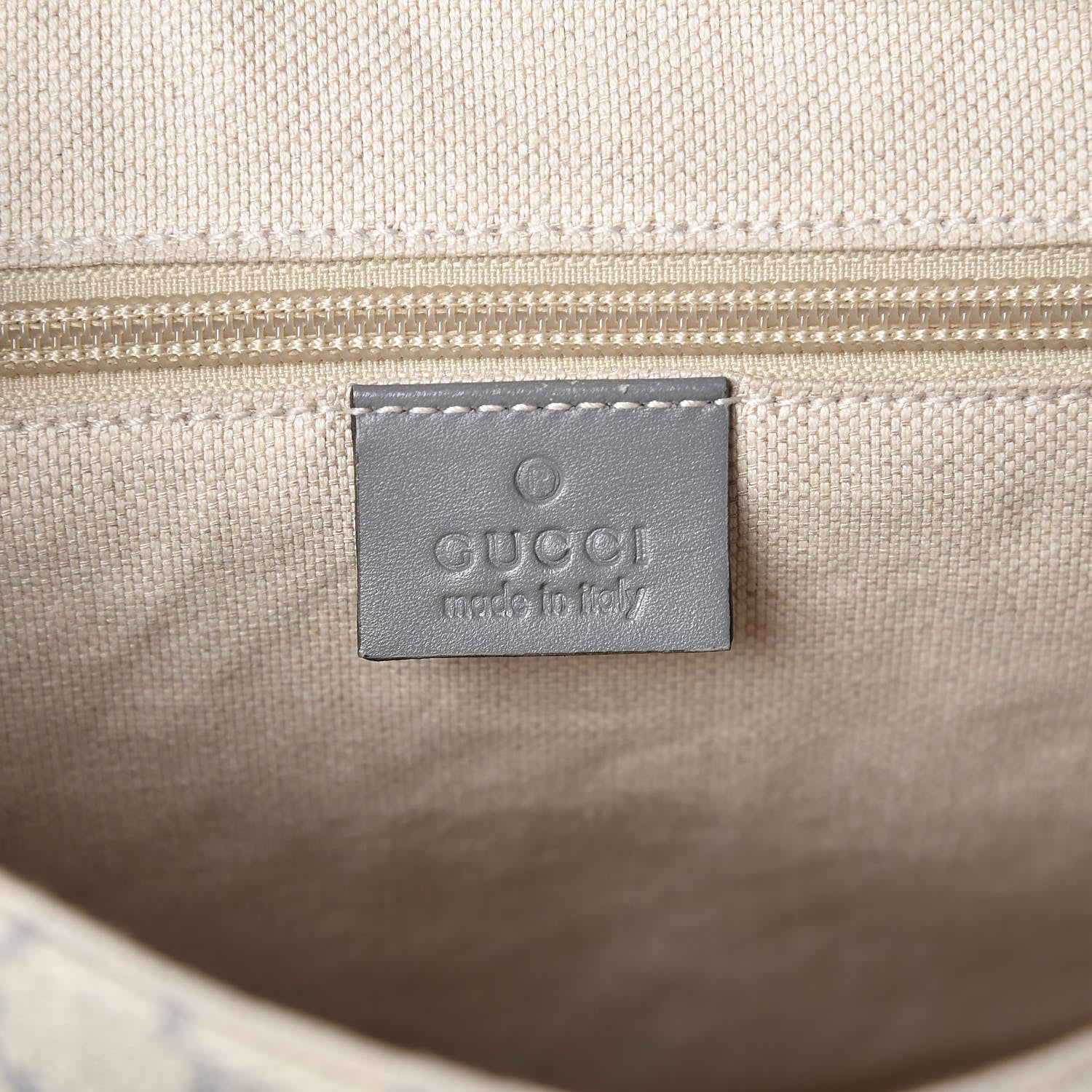 Gucci GG Supreme Monogram Selleria Calfskin Medium Satchel Messenger Bag Ecru Grigio 8 of 10