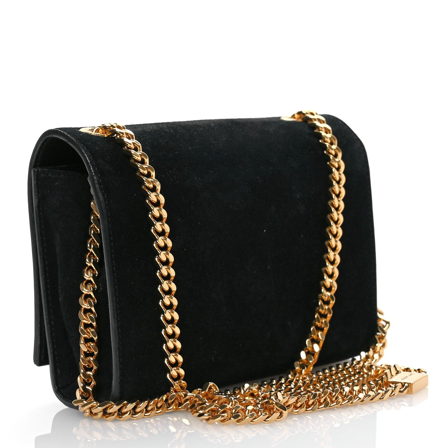 Suede Small Classic Monogram Kate Tassel Satchel Black