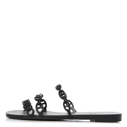 Hermes Rubber Chaine d'Ancre Rivage Sandals 37 Black 1 of 8