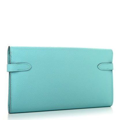 Hermes Epsom Kelly Longue Wallet Bleu Atoll 2 of 4